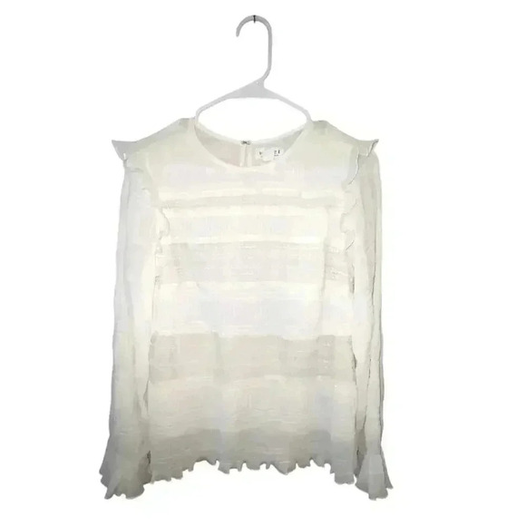 NWOT Velvet by Graham & Spencer Women's Ynez Smocked Long Sleeve Ruffle Blouse - Picture 2 of 6